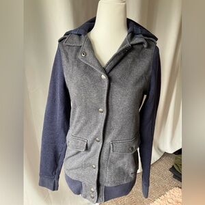 REI Gray and Blue Varsity Jacket Casual Comfort Size XS